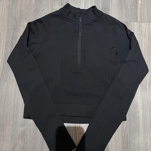 lululemon rest less cropped half zip black size 4/6 comfy casual - Picture 2 of 7